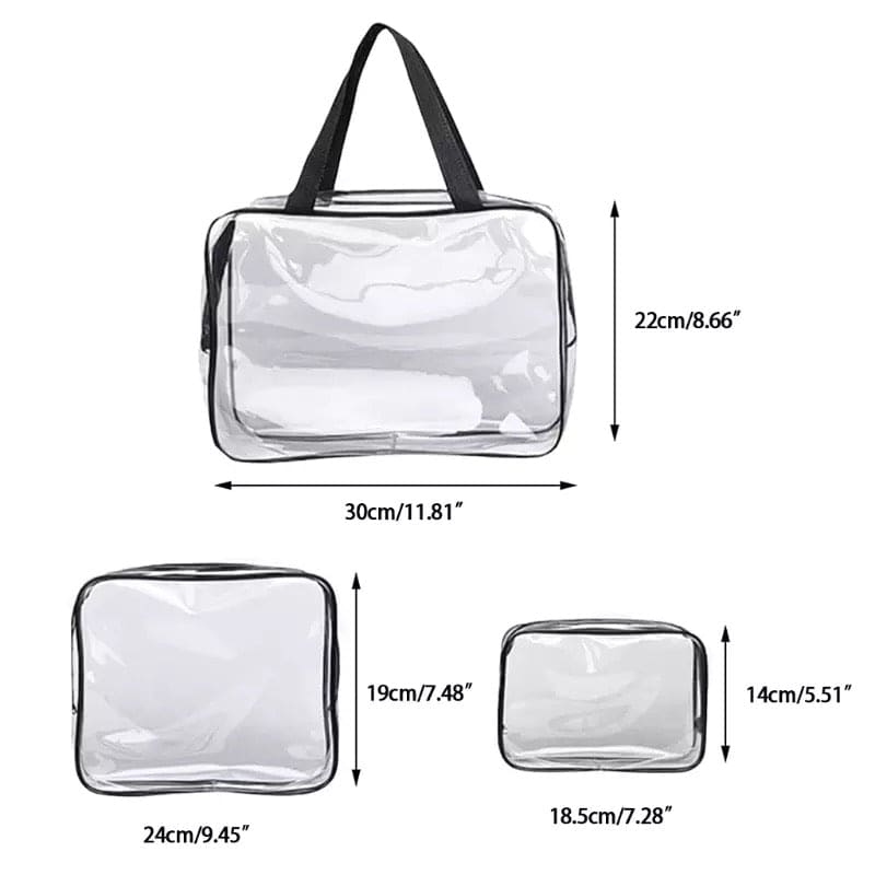Makeup Storage Grooming Bag Set, Transparent Clear Cosmetic Bag, Transparent Toiletry Bag, Water Proof Plastic Travel Cosmetic Bag, SML Bag Makeup Storage Grooming Bag Set, Transparent Clear Cosmetic Bag, Transparent Toiletry Bag, Water Proof Plastic Travel Cosmetic Bag, SML Bag